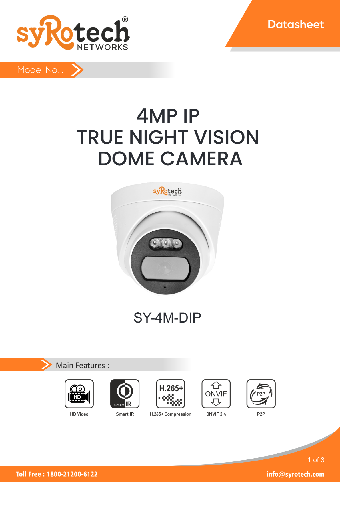 SY 4M DIP IP TRUE NIGHT VISION CAMERA