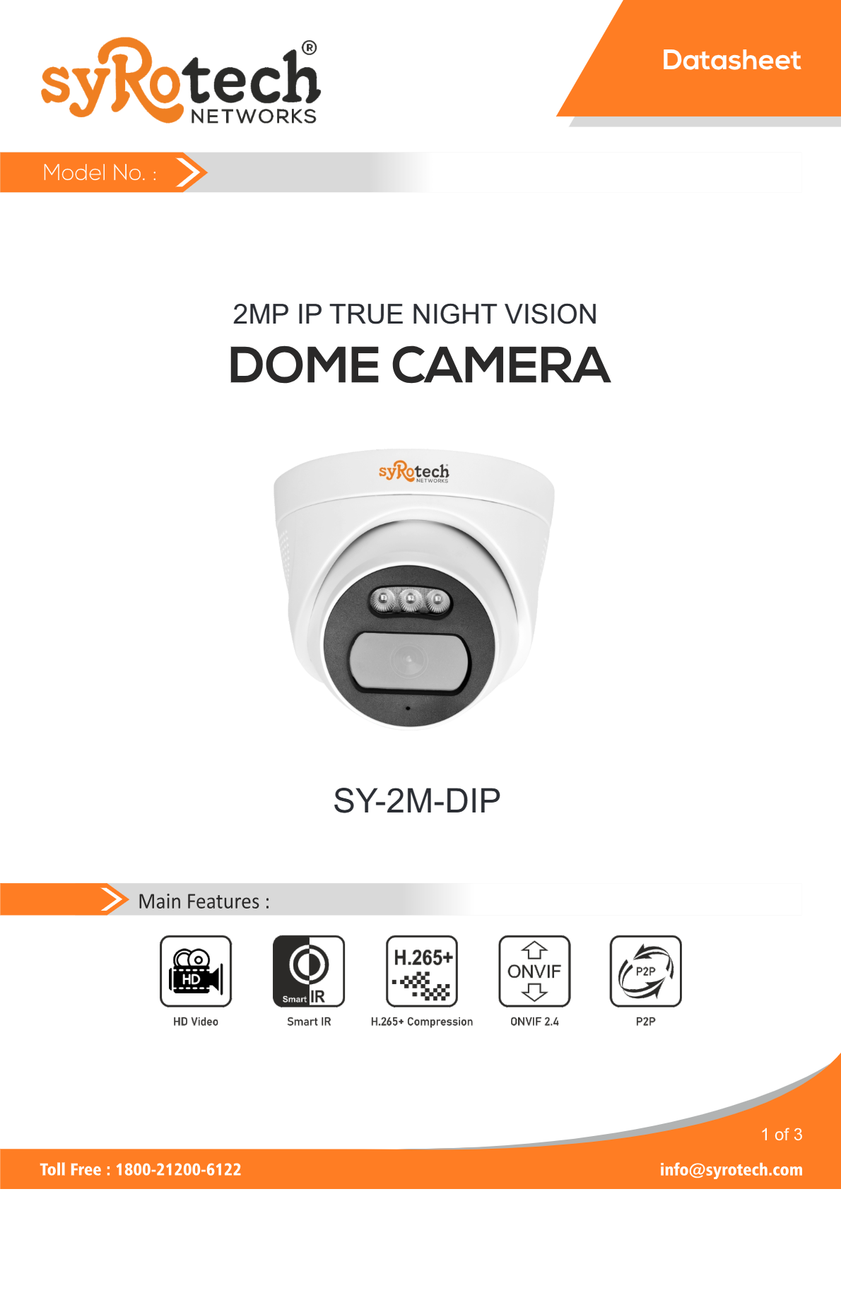 SY 2M DIP IP TRUE NIGHT VISION CAMERA